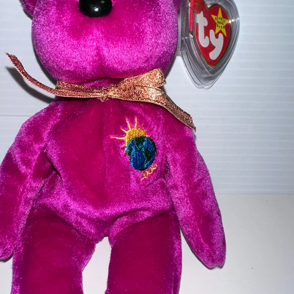 Ty Beanie Baby Millennium Bear Purple Plush Toy 1999 Canadian Tush Tag NEW NWT